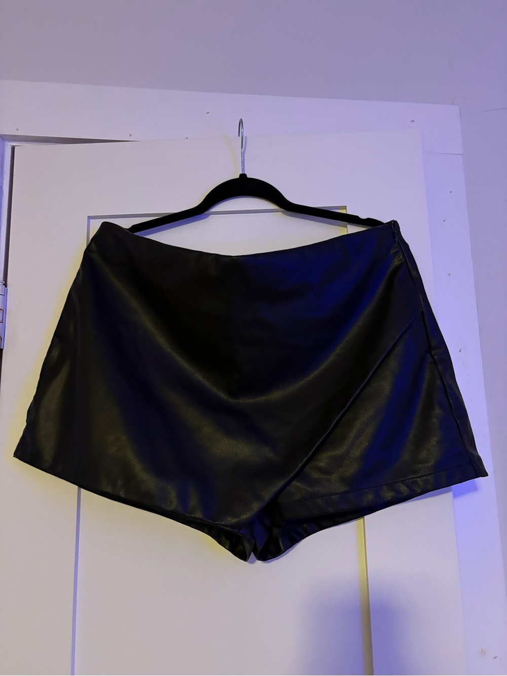 Fashion Nova Black Faux Leather Skort Shorts